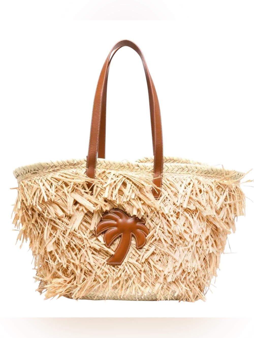Palm Angels Raffia Tote Bag with Brown Palm Patch $799 NWT